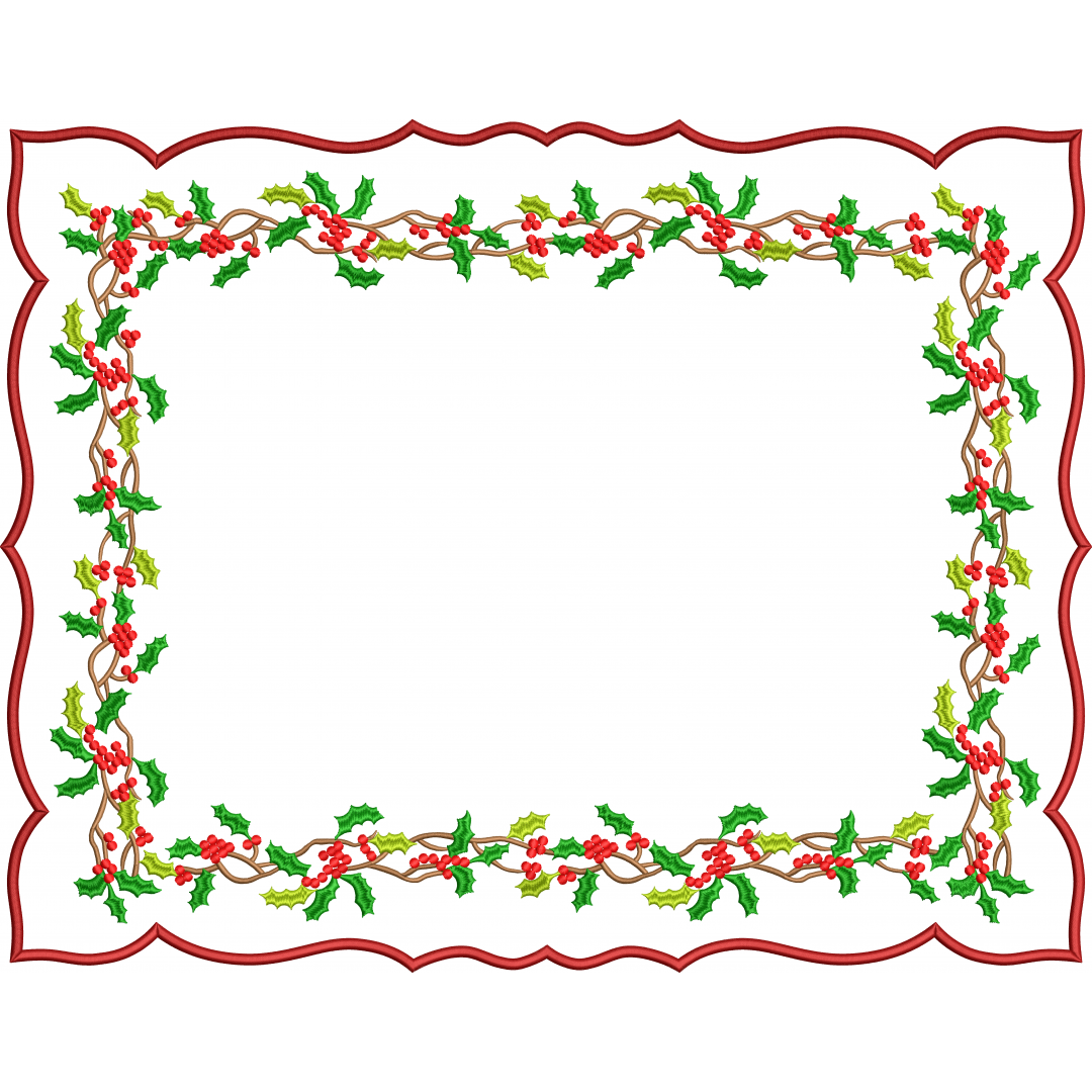 Christmas floral napkin embroidery design