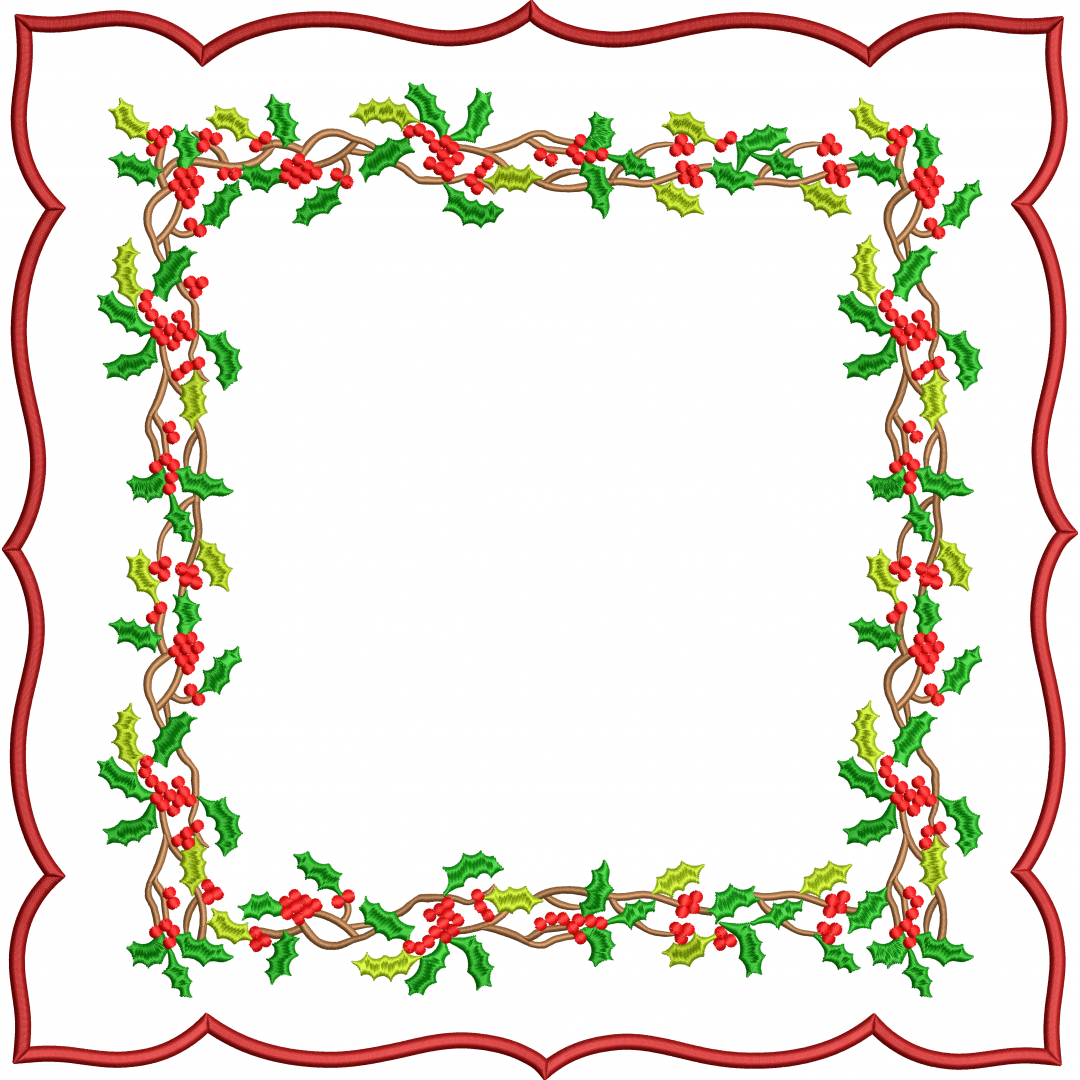 Christmas floral cocktail napkin embroidery design