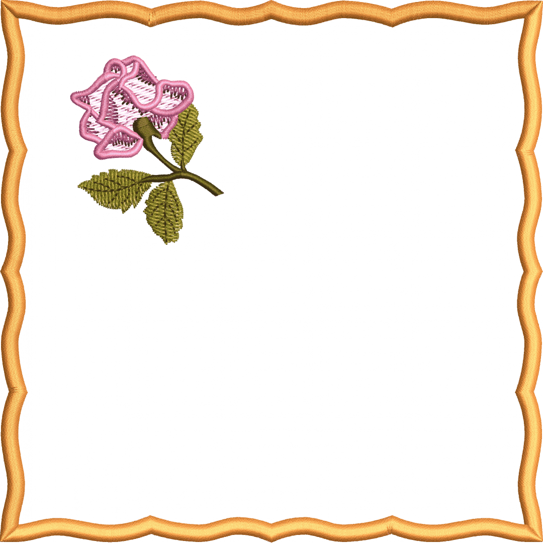 Embroidery design of square napkin with rose flower