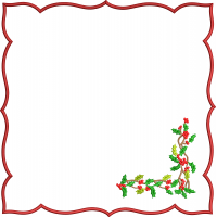 Square napkin embroidery design with corner flower 176f