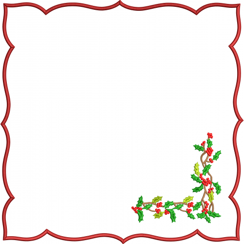 Square napkin embroidery design with corner flower 176f