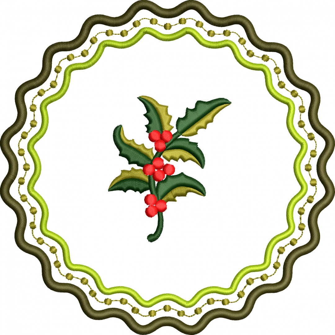 Christmas twig leaf napkin embroidery design 178f