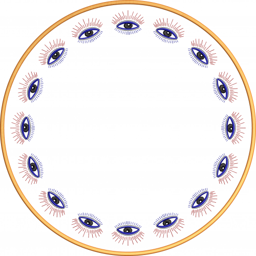 Napkin embroidery design with eye motif