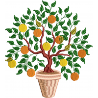 Orange tree in pot embroidery design 2f