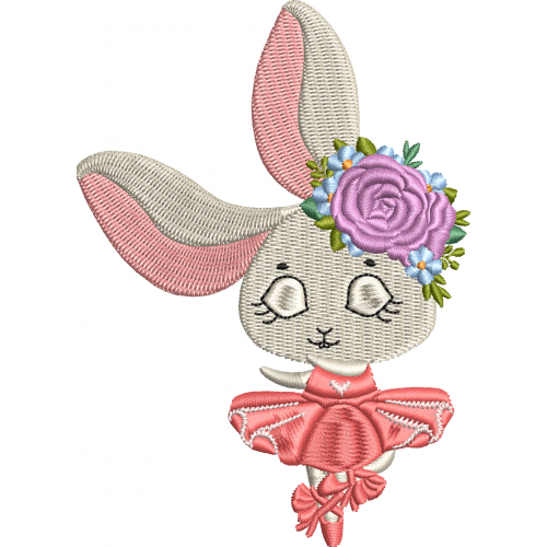 Ballerina rabbit embroidery design
