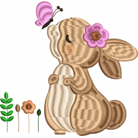 Butterfly rabbit embroidery design