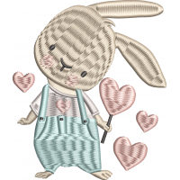 Rabbit embroidery design with heart 28f