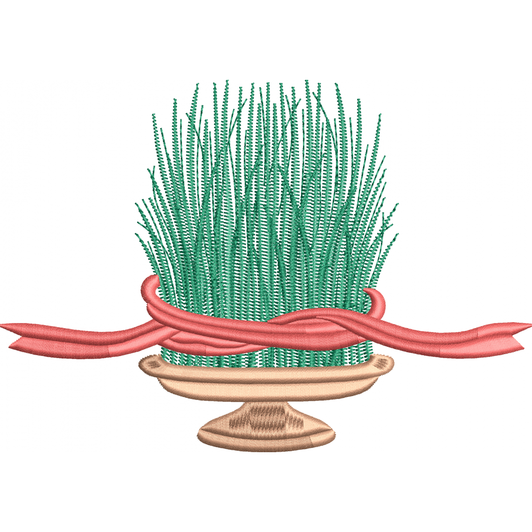 Grass embroidery design on the vase