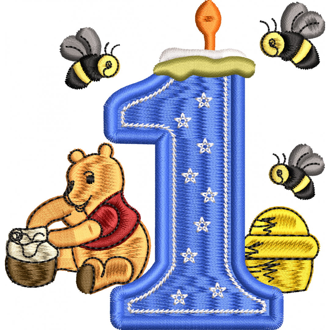 One year old embroidery design 10f