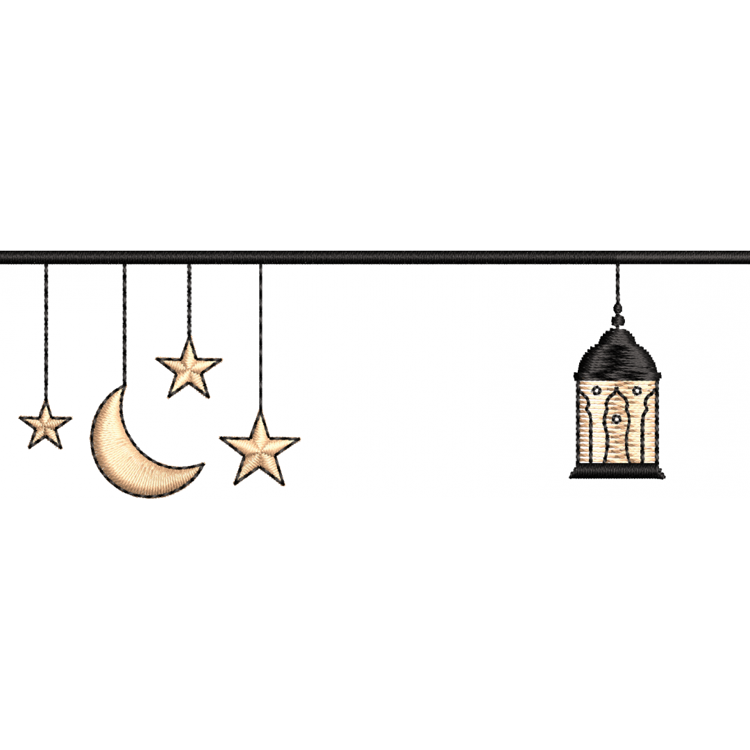 Moon star lantern embroidery design