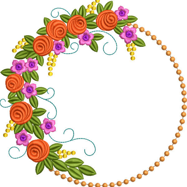 Rose flower wreath embroidery design