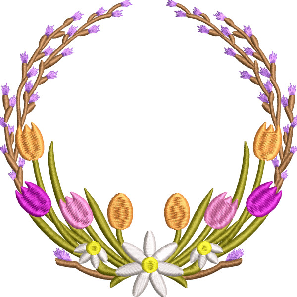 Tulip wreath embroidery design 224f