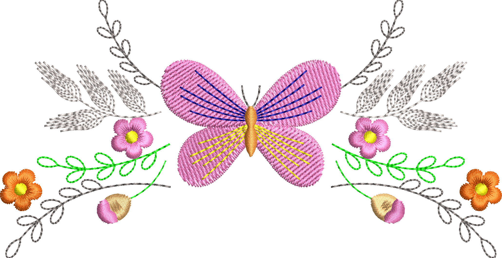 Butterfly wreath embroidery design 246f