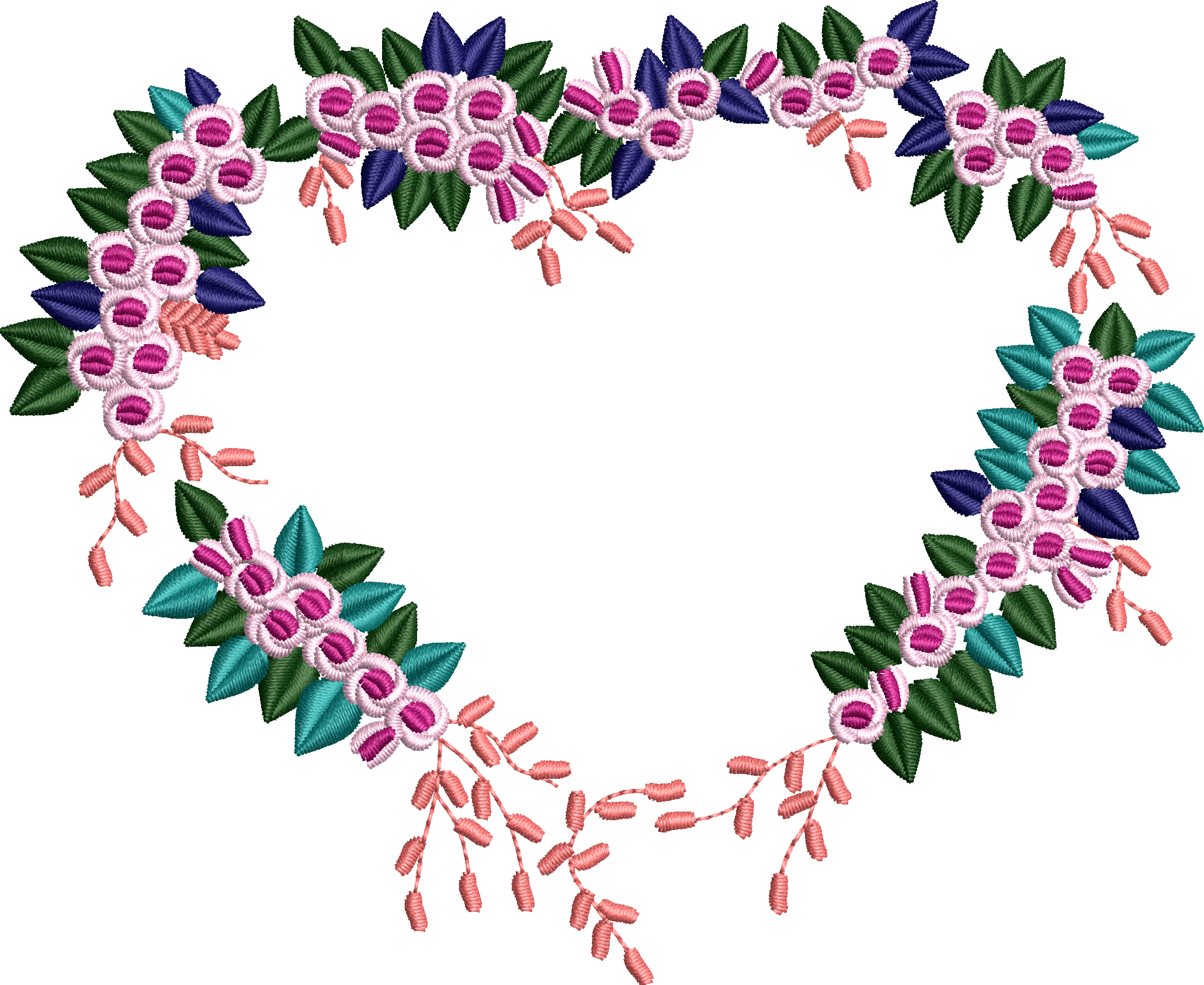 Heart wreath embroidery design 257f