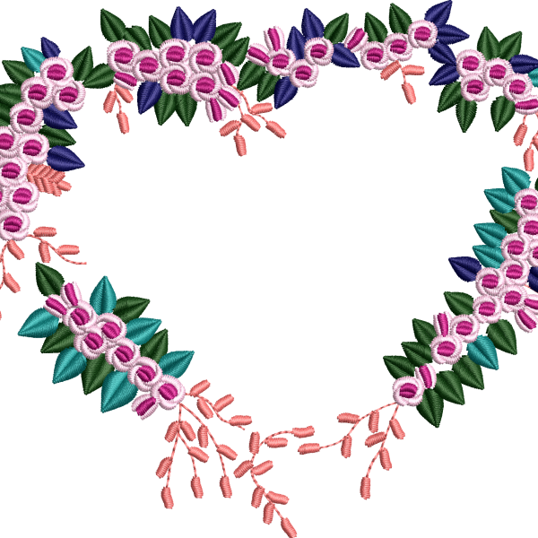 Heart wreath embroidery design 257f