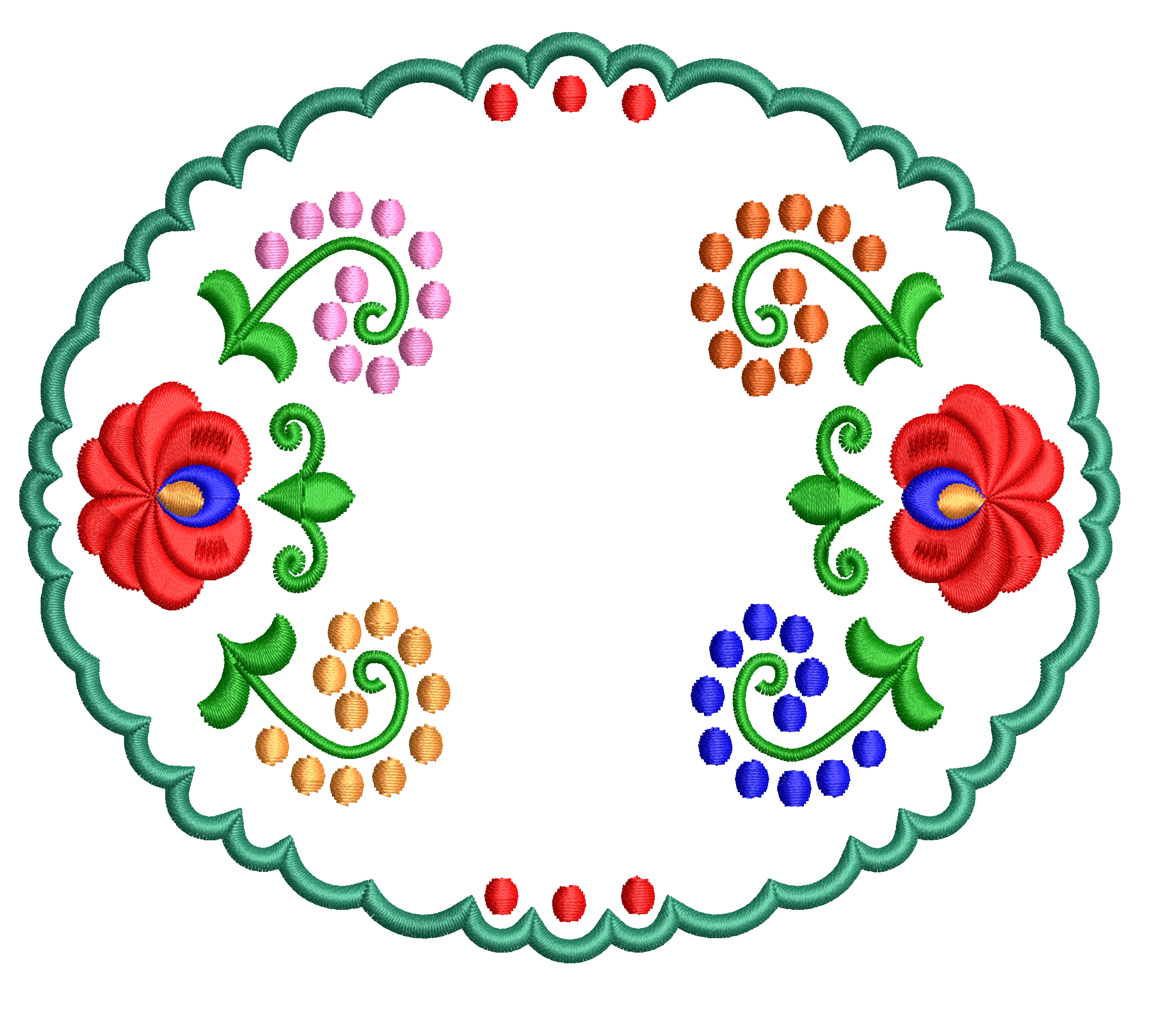 Framed floral napkin embroidery design 11f