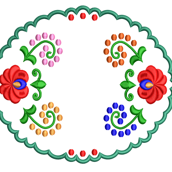Framed floral napkin embroidery design 11f