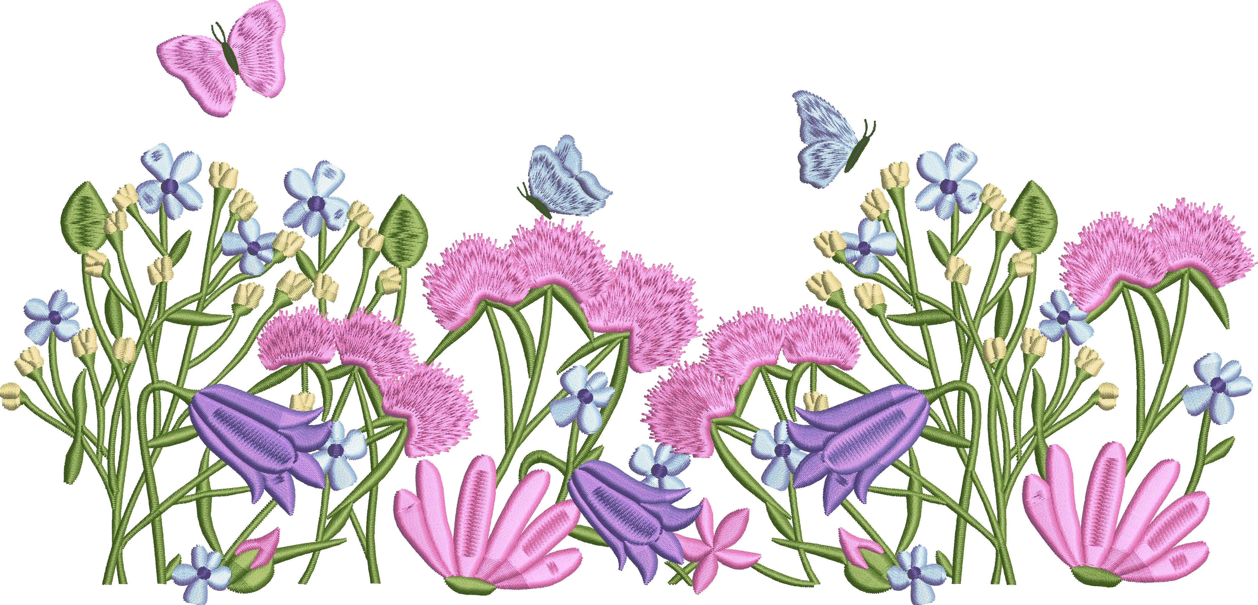 Large flower embroidery design with butterfly 164f