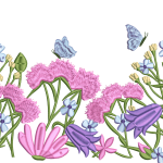Large flower embroidery design with butterfly 164f