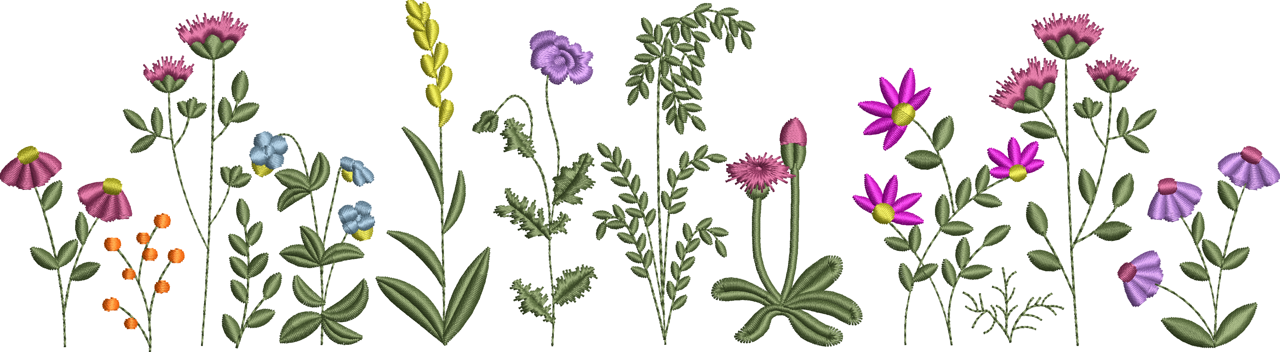 Flower field embroidery design 165f