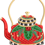 Floral checker teapot embroidery design 10f
