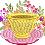 Floral cup embroidery design 7f