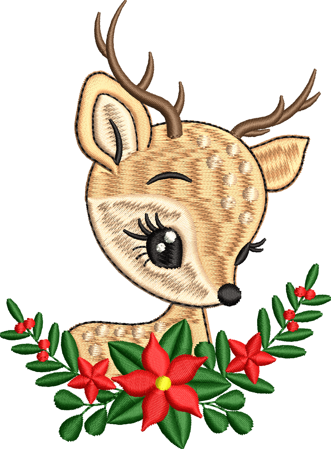 Floral gazelle embroidery design