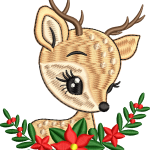 Floral gazelle embroidery design