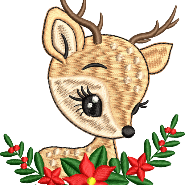 Floral gazelle embroidery design
