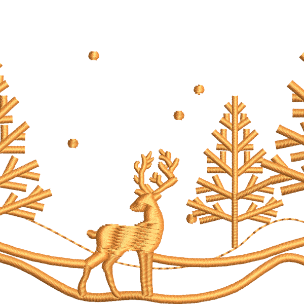 Christmas tree embroidery design with deer 28f