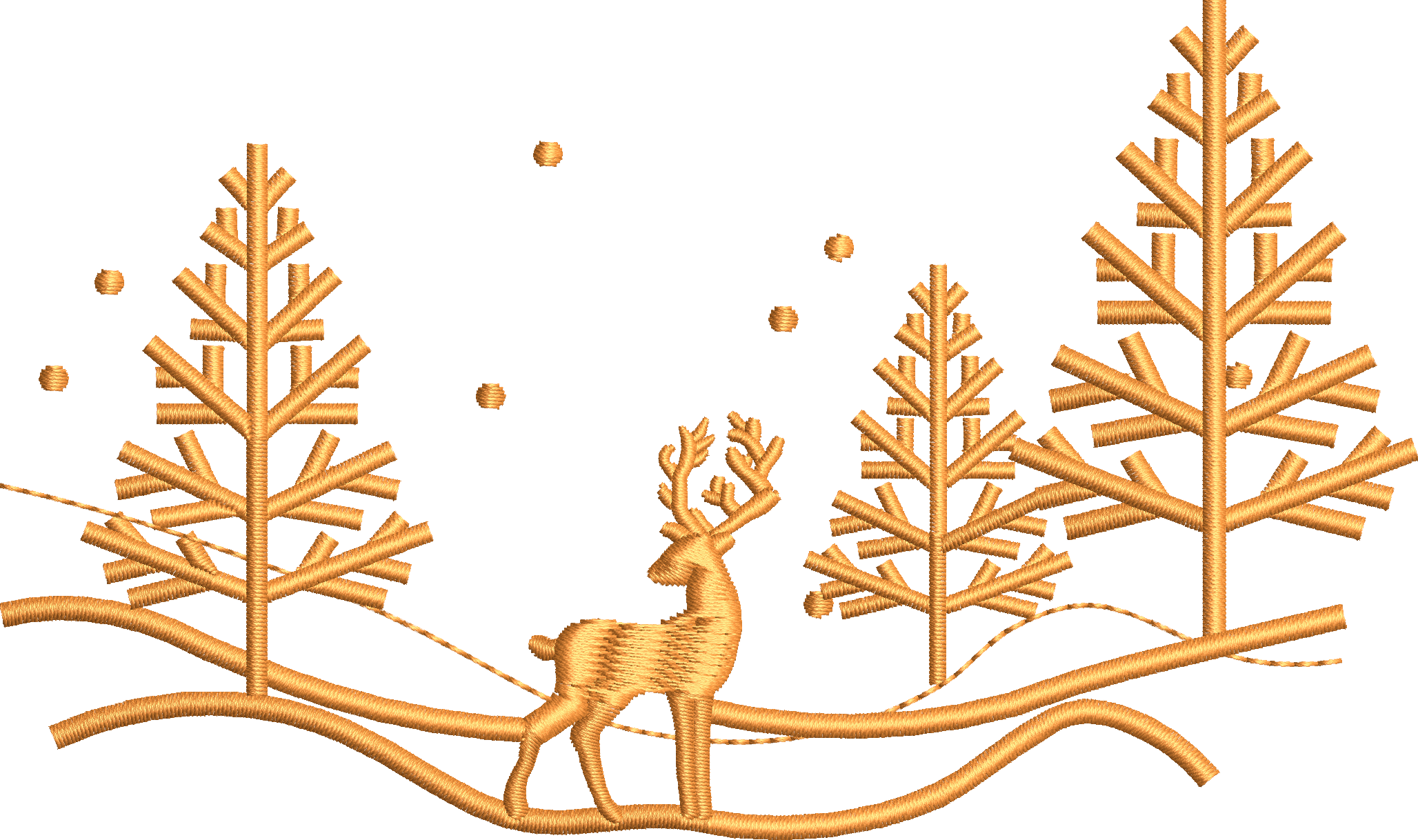 Christmas tree embroidery design with deer 28f