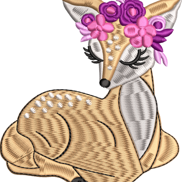 Gazelle embroidery design with flowers 32f
