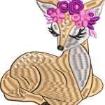 Gazelle embroidery design with flowers 32f