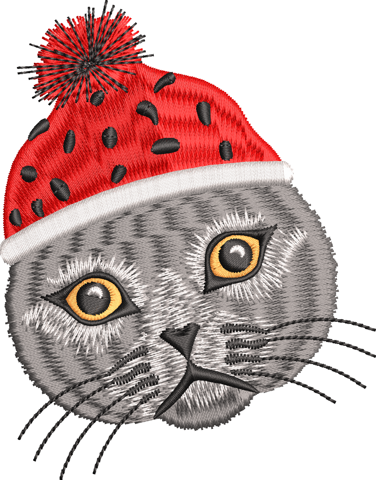 The cat is wearing an 8f hat