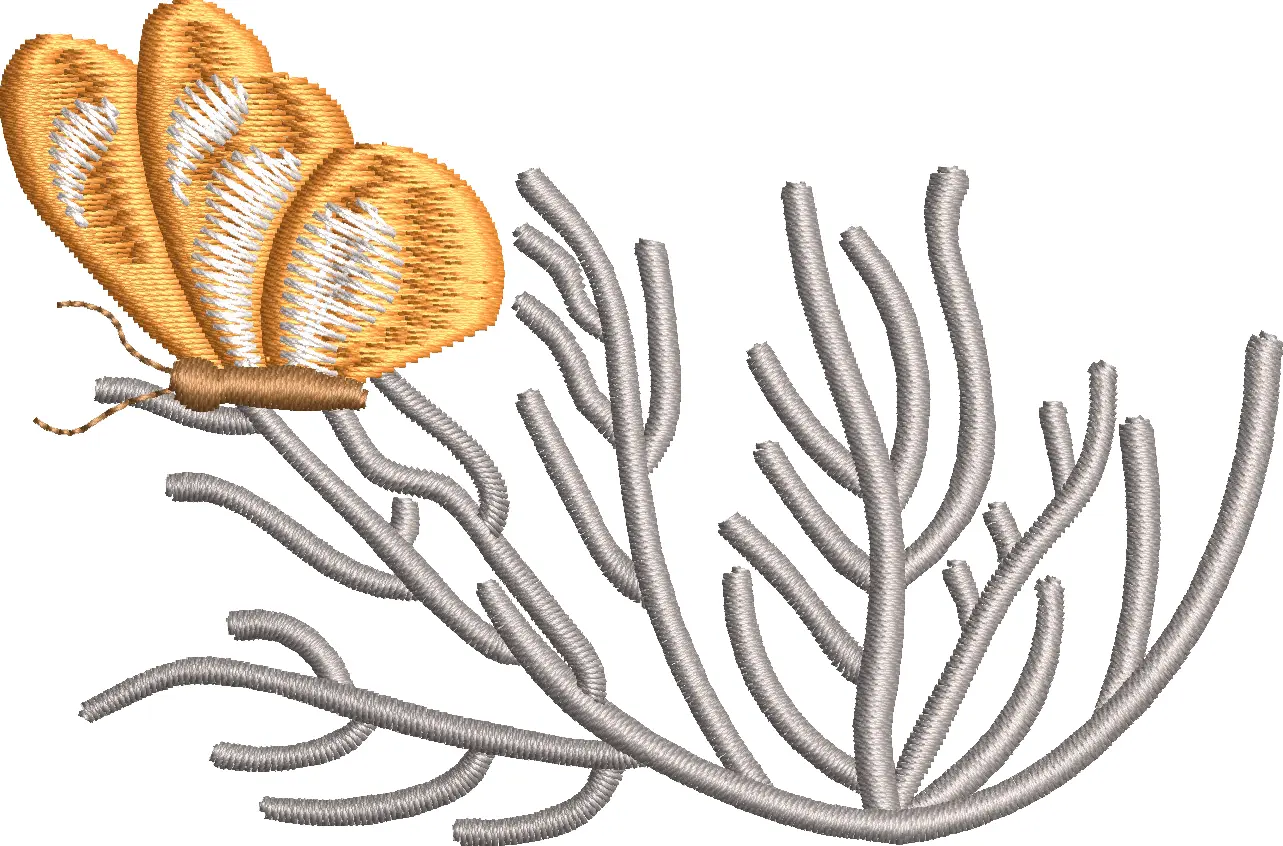Butterfly embroidery design on the branch