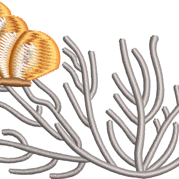 Butterfly embroidery design on the branch