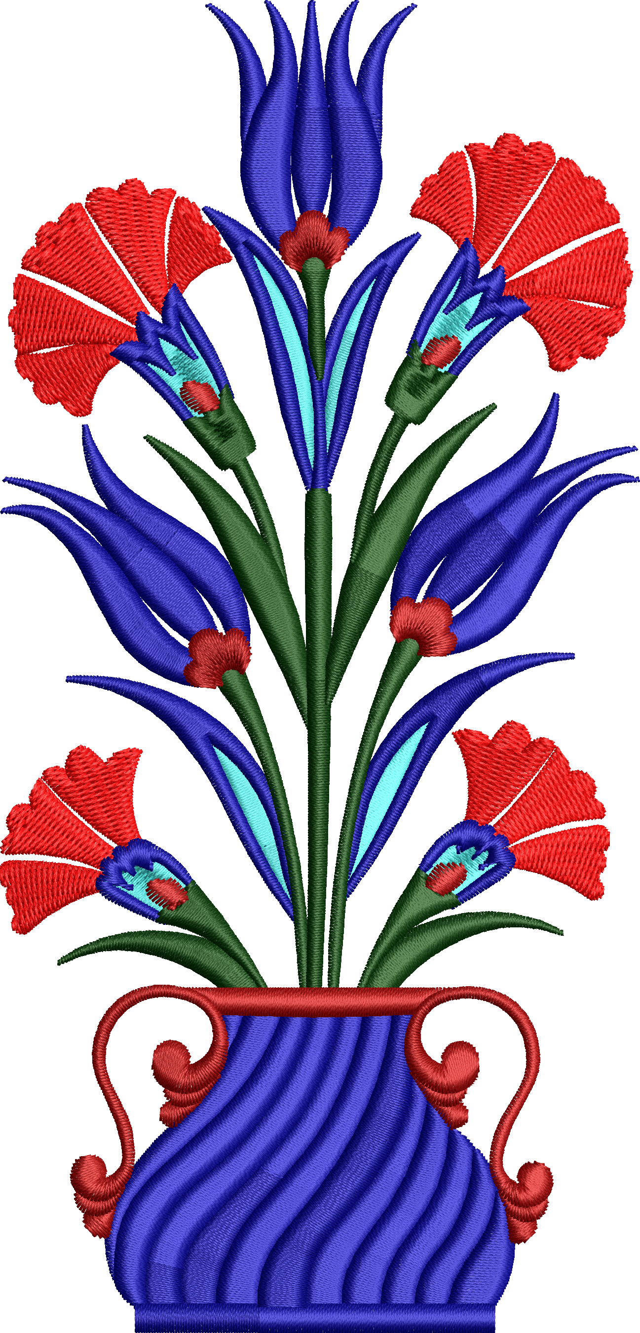 China tulip embroidery design on vase 15f