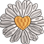 Daisy embroidery design with heart 10f
