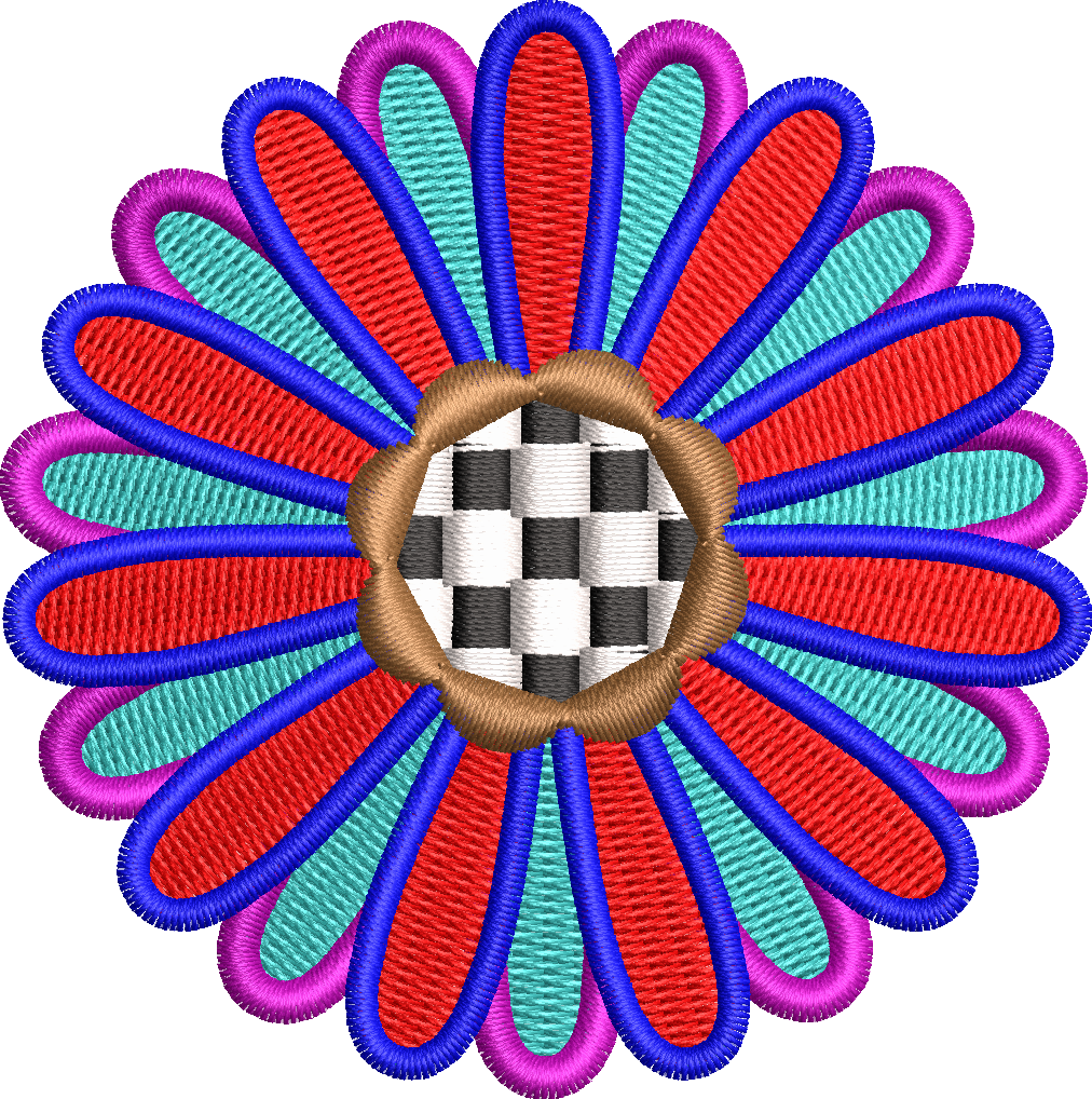 Checkered daisy embroidery design 9f applique