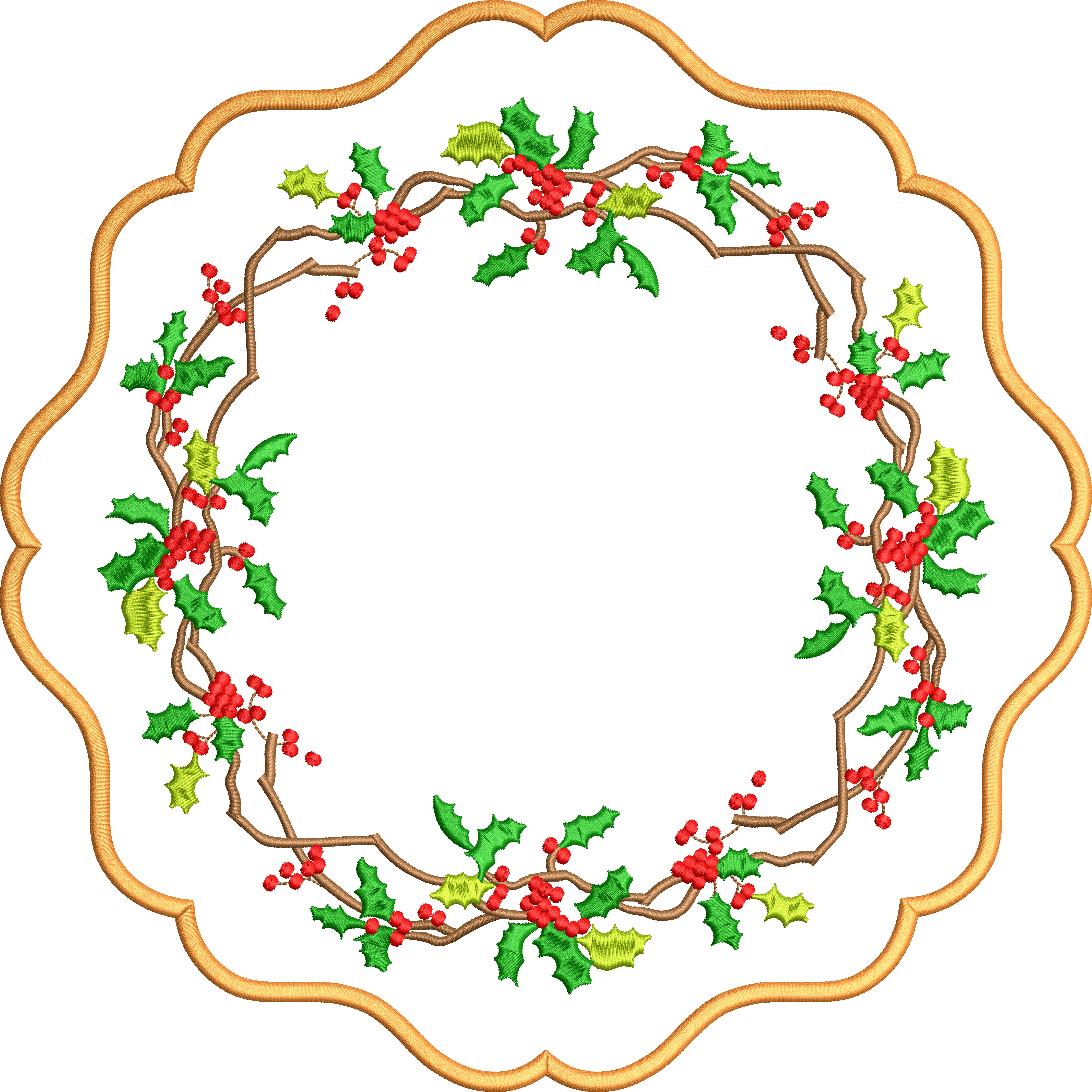 New Year's floral napkin embroidery design