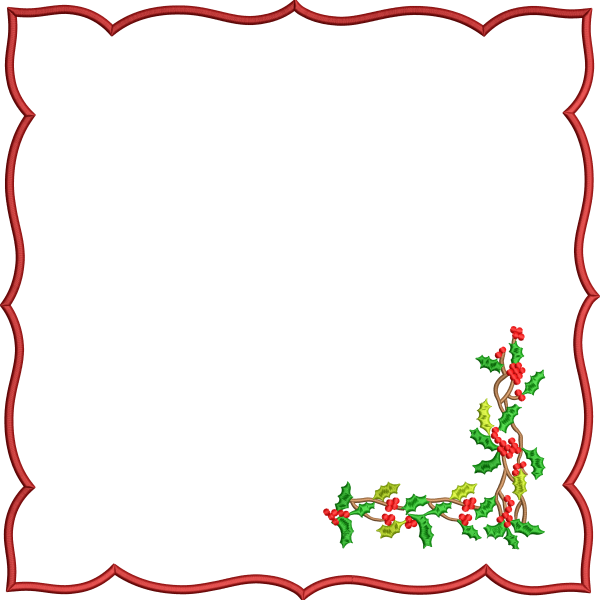 Square napkin embroidery design with corner flower 176f