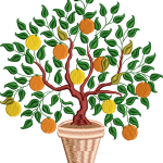 Orange tree in pot embroidery design 2f